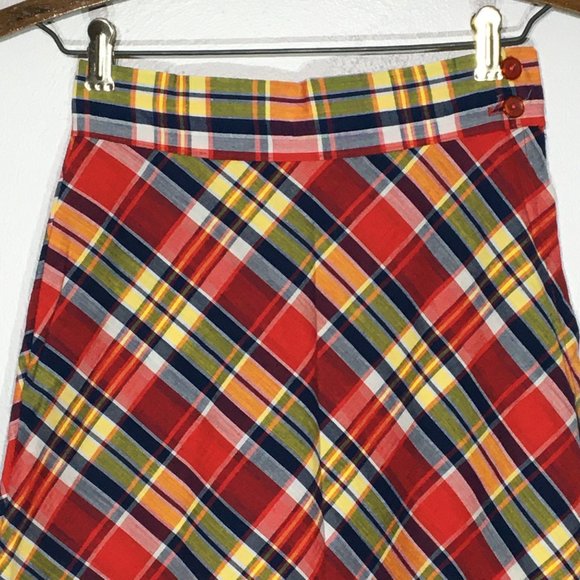 Vintage 60s 70s Plaid Maxi Skirt, Red Blue Plaid A Line Skirt, Hippie Academia - Picture 8 of 14